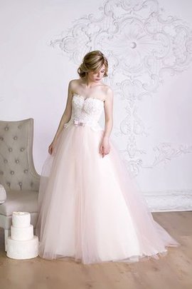 Robe de mariée ligne a de bustier avec lacets avec nœud decoration en fleur