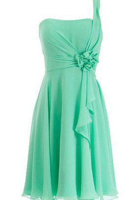 Robe de cocktail courte ruché en chiffon d'épaule asymétrique avec fleurs