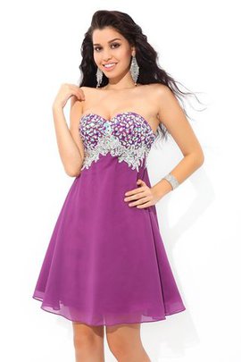 Robe de cocktail de princesse de col en cœur en chiffon ligne a manche nulle