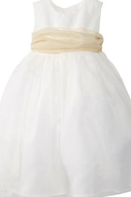 Robe de cortège enfant avec sans manches en tulle avec zip avec nœud encolure ronde