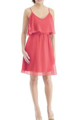 Robe demoiselle d'honneur bref bretelles spaghetti en chiffon au niveau de genou a-ligne