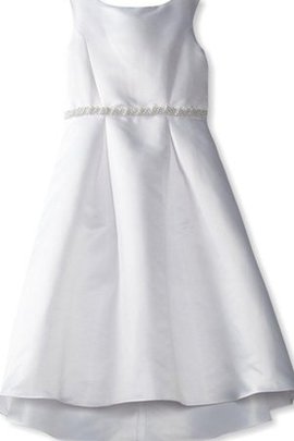 Robe de cortège enfant en taffetas avec perle avec sans manches avec nœud a-ligne