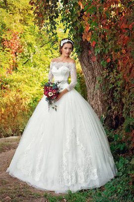 Robe de mariée romantique distinguee de traîne courte de col entaillé de mode de bal