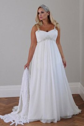 Robe de mariée moderne plissage de traîne moyenne manche nulle cordon