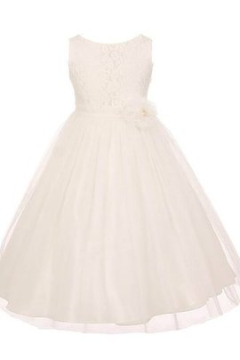 Robe de cortège enfant naturel en tulle manche nulle de princesse encolure ronde