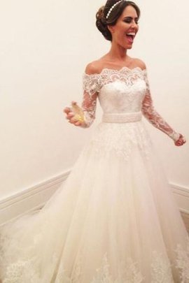 Robe de mariée de traîne courte a-ligne textile en tulle de princesse passionnant