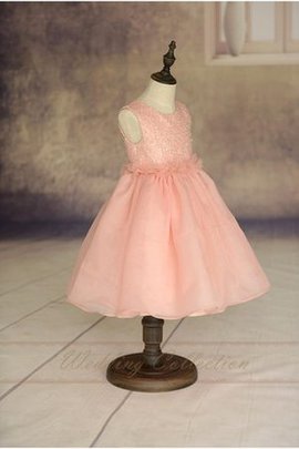 Robe de cortège enfant plissage de lotus arrivée au mollet en organza manche nulle