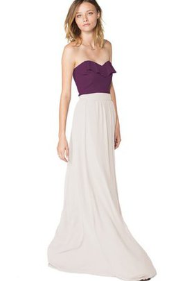 Robe demoiselle d'honneur longue de col en cœur de bustier avec chiffon de lotus