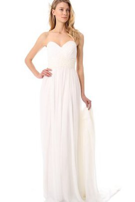 Robe de mariée plissé ceinture de tour de ceinture empire avec sans manches avec perle