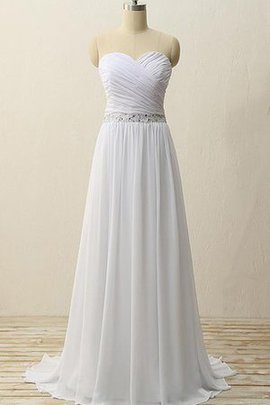 Robe de mariée plissage longue avec chiffon en tout plein air ceinture avec perle