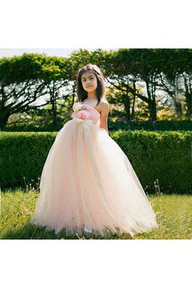 Robe de cortège enfant plissage en tulle jusqu'au sol avec gradins de mode de bal