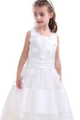 Robe de cortège enfant avec sans manches ruché decoration en fleur avec fleurs