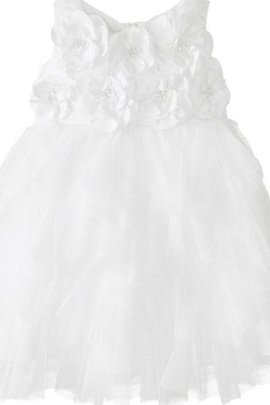 Robe de cortège enfant manche nulle textile en tulle avec nœud ligne a avec fleurs