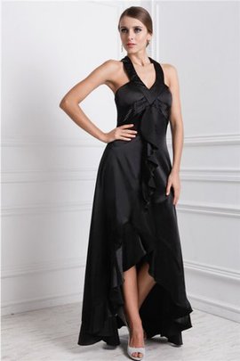 Robe de bal avec sans manches avec zip asymétrique haut bas a-ligne