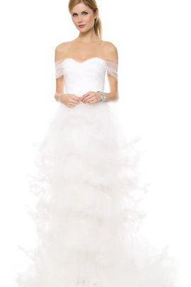 Robe de mariée avec manche courte avec zip d'epaule ecrite de lotus en organza