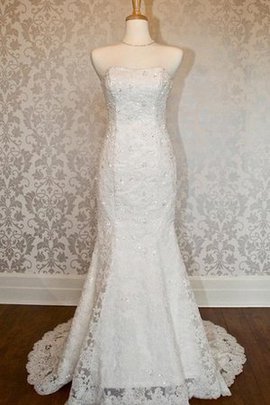 Robe de mariée naturel au niveau de genou en dentelle avec bouton trou de serrure