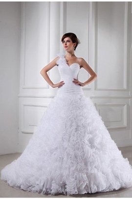 Robe de mariée en organza au drapée avec sans manches cordon de tour de ceinture empire