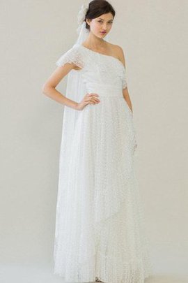 Robe de mariée naturel moderne longueur à cheville bucolique d'épaule asymétrique