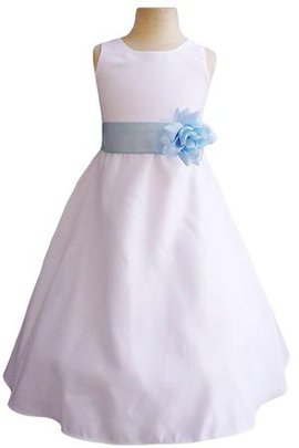 Robe de cortège enfant avec fleurs ligne a encolure ronde manche nulle