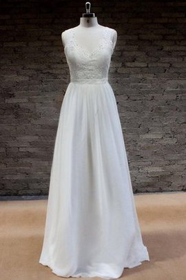 Robe de mariée en plage boutonné de longueur à genou en chiffon trou de serrure