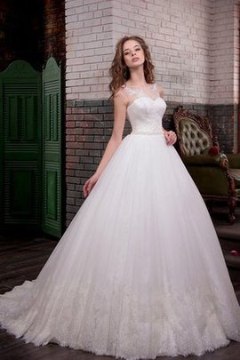 Robe de mariée naturel plissage en satin appliques de traîne mi-longue