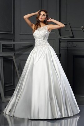 Robe de mariée longue appliques avec zip col u profond de mode de bal