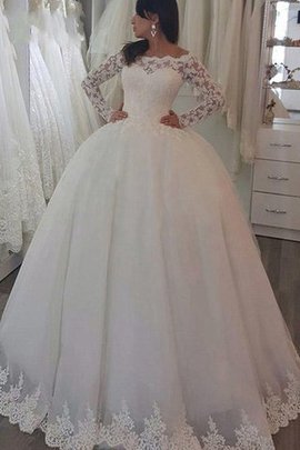 Robe de mariée de mode de bal avec manche longue onirique d'epaule ecrite naturel