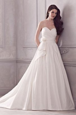 Robe de mariée romantique exclusif longueur au ras du sol a-ligne en taffetas