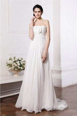 Robe de mariée longue de tour de ceinture en haute avec zip de bustier manche nulle