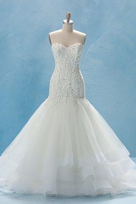 Robe de mariée avec sans manches sans empire fourreau avec bijoux en organza cordon