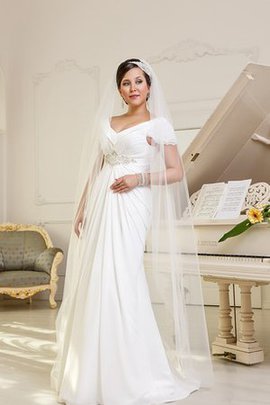 Robe de mariée facile romantique de traîne courte ligne a de tour de ceinture en haute