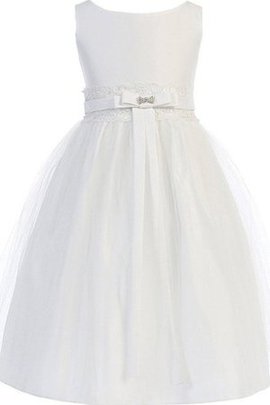 Robe de cortège enfant naturel ligne a longueur au ras du sol en tulle avec perle