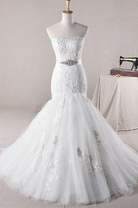 Robe de mariée en satin de sirène arrivée au mollet en chiffon en tulle