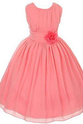 Robe de cortège enfant plissé avec manche courte col u profond de mode de bal en tulle