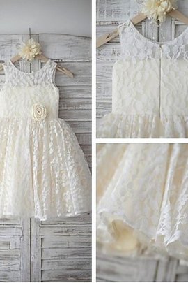 Robe de cortège enfant naturel ligne a avec sans manches avec fleurs encolure ronde