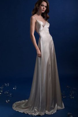 Robe de mariée naturel a-ligne avec sans manches longueur au ras du sol sans dos