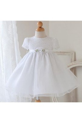 Robe de cortège enfant plissage en organza ligne a de lotus avec décoration dentelle