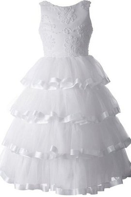 Robe de cortège enfant en organza avec gradins manche nulle avec zip avec perle