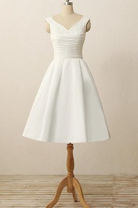 Robe de mariée bref plissage en satin avec manche courte longueur mollet