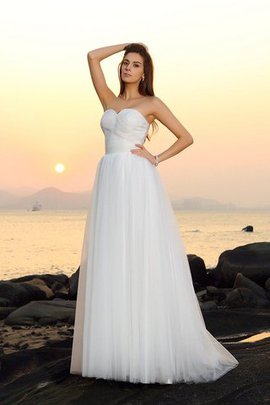 Robe de mariée longue de traîne courte ligne a a plage de tour de ceinture en haute