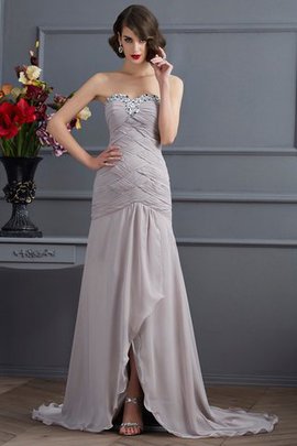 Robe de soirée longue de traîne courte avec sans manches fermeutre eclair avec chiffon