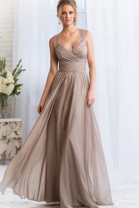Robe demoiselle d'honneur facile longueur au niveau de sol noeud a-ligne avec zip