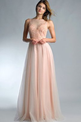 Robe de bal elevé en tulle jusqu'au sol a-ligne manche nulle