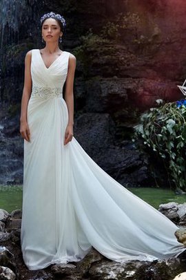 Robe de mariée impressioé longue à la mode informel avec chiffon