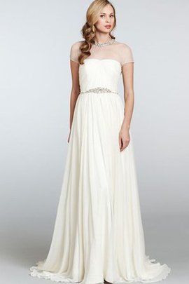 Robe de mariée delicat avec zip au niveau de cou avec chiffon ligne a