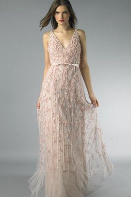 Robe de bal en forme textile en tulle manche nulle longueur au niveau de sol avec perle