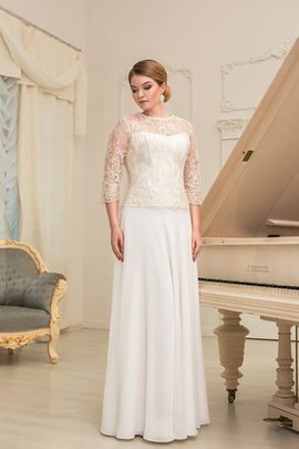 Robe de mariée modeste elégant avec manche 3/4 au niveau de cou jusqu'au sol