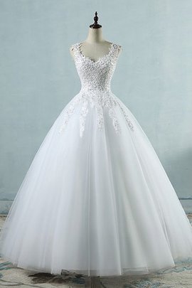 Robe de mariée cordon avec sans manches de mode de bal éblouissant v encolure