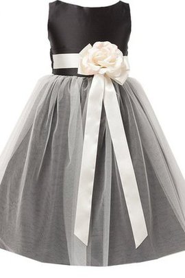 Robe de cortège enfant de col bateau avec sans manches ceinture avec fleurs