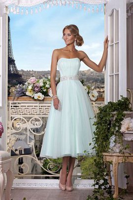 Robe de bal plissage en tulle ligne a manche nulle de bustier